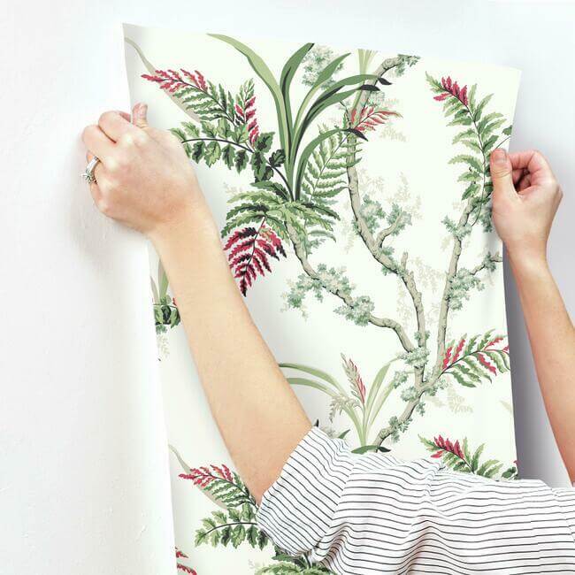 enchanted-fern-green-red-wallpaper-york-wallcoverings-gr5993 - York Wallpaper Wallpaper