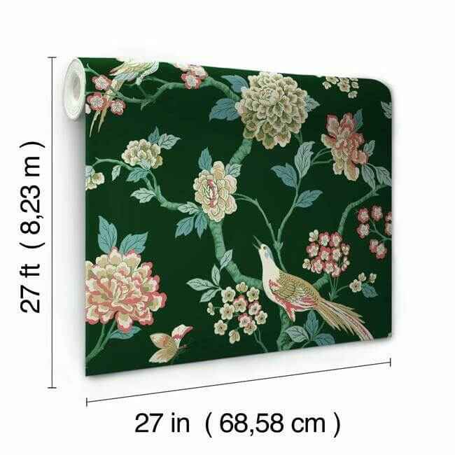 Fanciful Dark Green Wallpaper - York Wallcoverings - GR5931 - York Wallcoverings Wallpaper
