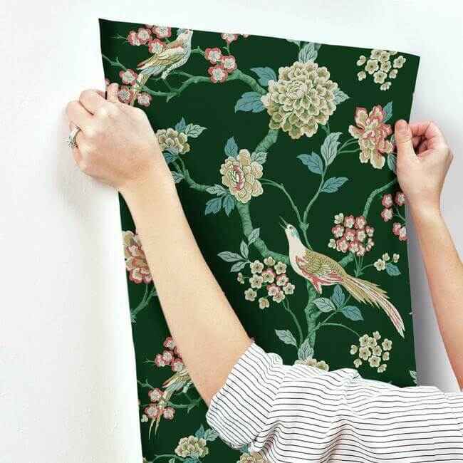 Fanciful Dark Green Wallpaper - York Wallcoverings - GR5931 - York Wallcoverings Wallpaper