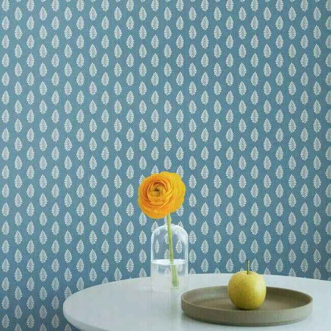 Leaf Pendant Blue Wallpaper - York Wallcoverings - GR5963