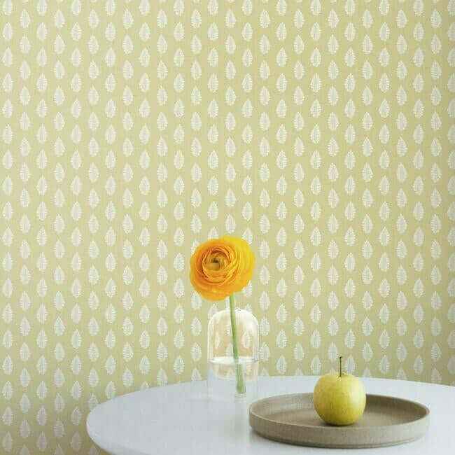 Leaf Pendant Yellow Wallpaper - York Wallcoverings - GR5961 - York Wallcoverings Wallpaper