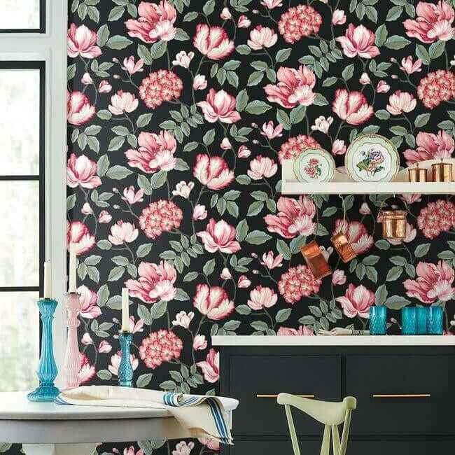 Morning Garden Black Wallpaper - York Wallcoverings - GR5901 - York Wallcoverings Wallpaper
