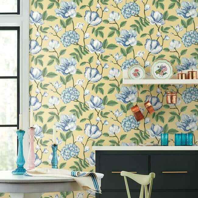 Morning Garden Yellow Wallpaper - York Wallcoverings - GR5904