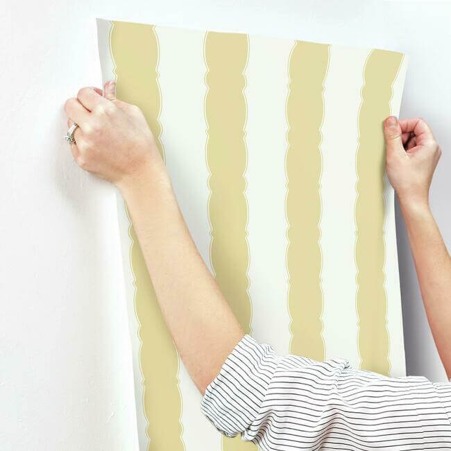 scalloped-stripe-yellow-wallpaper-york-wallcoverings-gr6016 - York Wallpaper Wallpaper