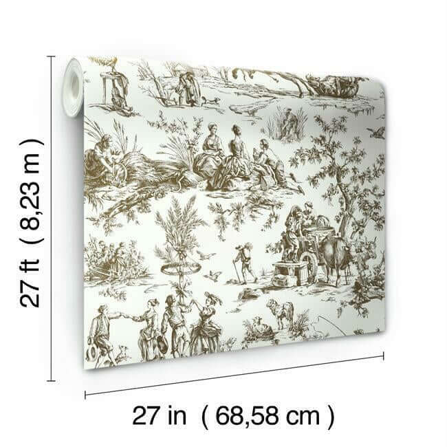 seasons-toile-brown-wallpaper-york-wallcoverings-gr5921 - York Wallpaper Wallpaper