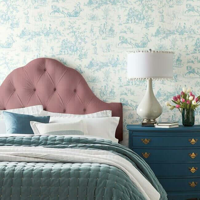 seasons-toile-wallpaper-teal-york-wallcoverings-gr5923 - York Wallcoverings Wallpaper