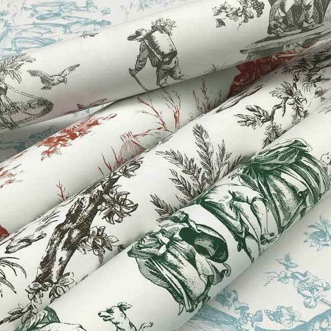 Seasons Toile Wallpaper Teal - York Wallcoverings - GR5923 - York Wallcoverings Wallpaper