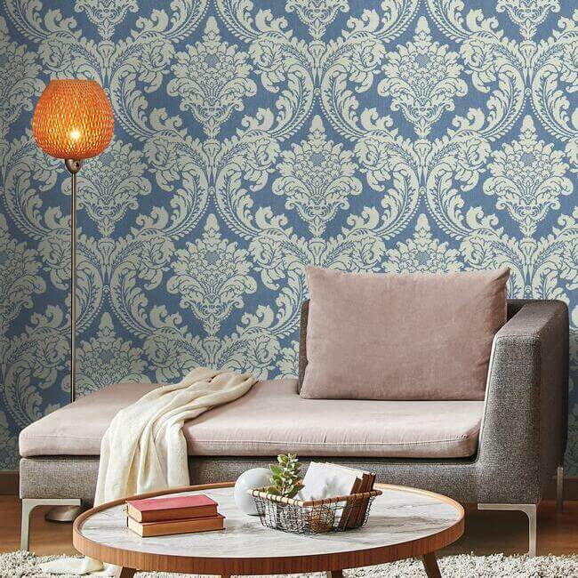 tapestry-damask-blue-wallpaper-york-wallcoverings-gr6024 - York Wallpaper Wallpaper