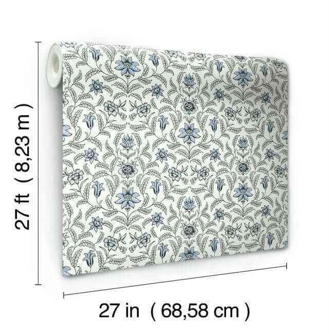 Vintage Blooms Blue Wallpaper - York Wallcoverings - GR5981 - York Wallcoverings Wallpaper