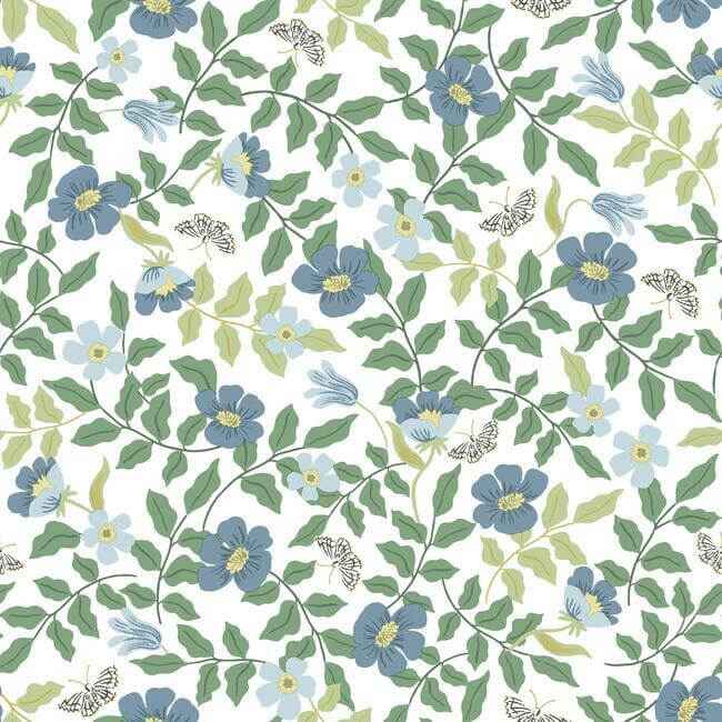 Primrose Blue & White Peel & Stick Wallpaper - York Wallcoverings - PSW1316RL - York Wallcoverings Wallpaper