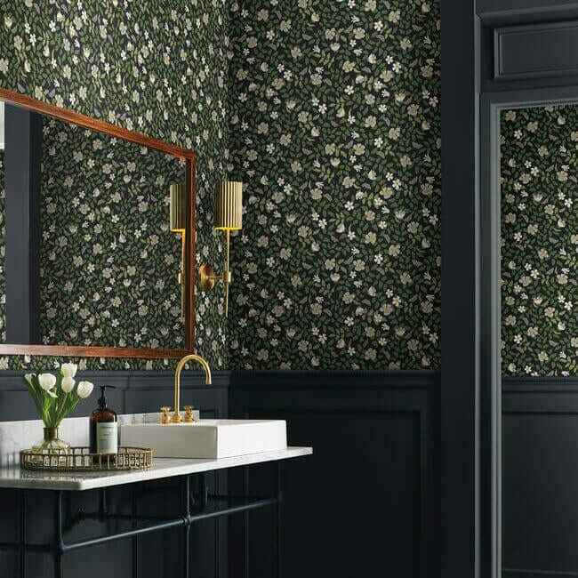 Primrose Off White & Black Peel & Stick Wallpaper - York Wallcoverings - PSW1315RL - York Wallcoverings Wallpaper