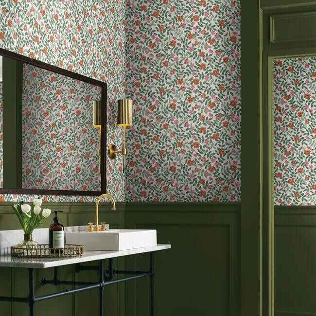 Primrose Rose & Cream Peel & Stick Wallpaper - York Wallcoverings - PSW1313RL - York Wallcoverings Wallpaper