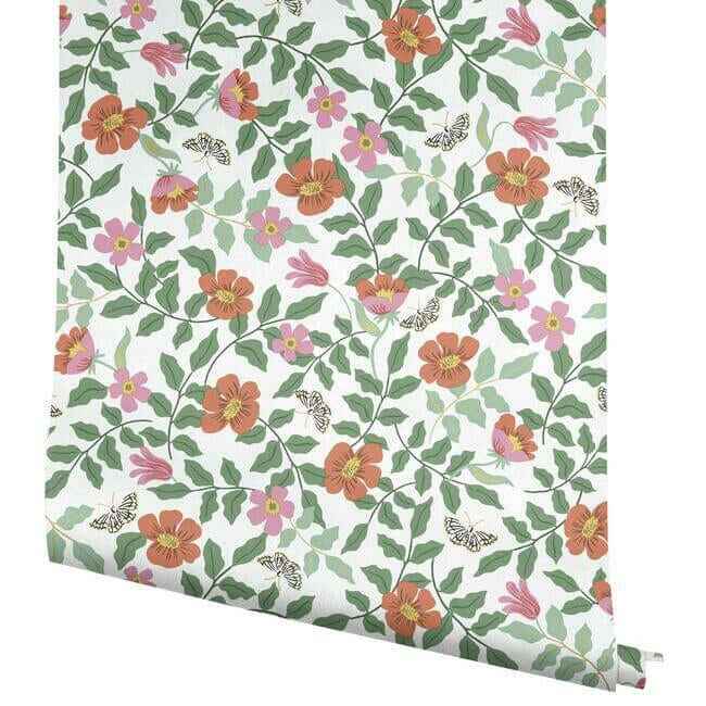 Primrose Rose & Cream Peel & Stick Wallpaper - York Wallcoverings - PSW1313RL - York Wallcoverings Wallpaper