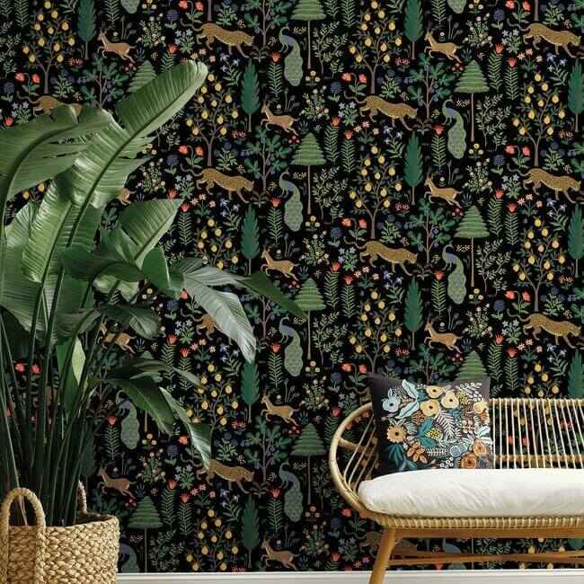 Menagerie Black Peel & Stick Wallpaper - York Wallcoverings - PSW1321RL - York Wallcoverings Wallpaper