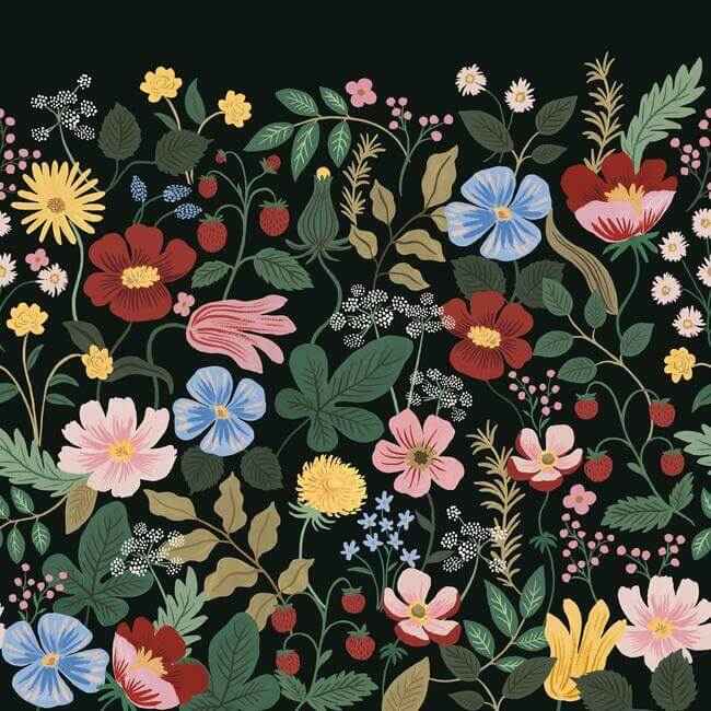 Strawberry Fields Black Peel & Stick Wall Mural - York Wallcoverings - PSW1333M - York Wallcoverings Wallpaper