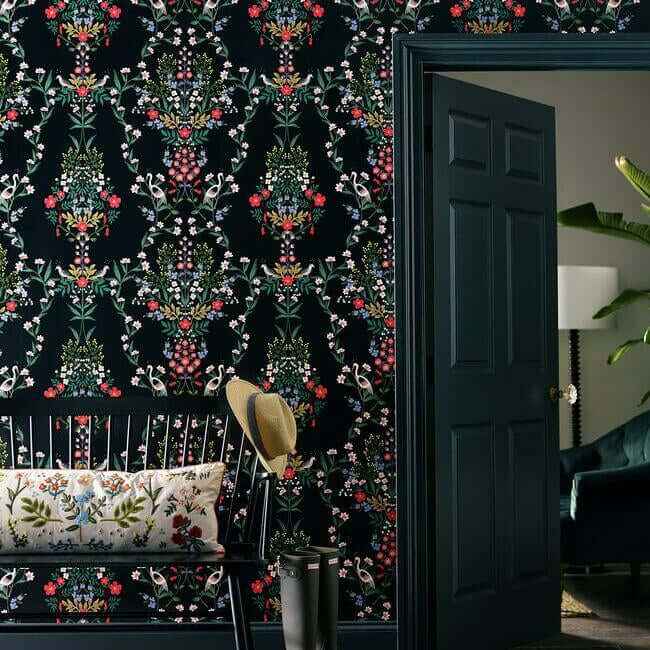 Luxembourg Black Peel & Stick Wallpaper - York Wallcoverings - PSW1326RL - York Wallcoverings Wallpaper