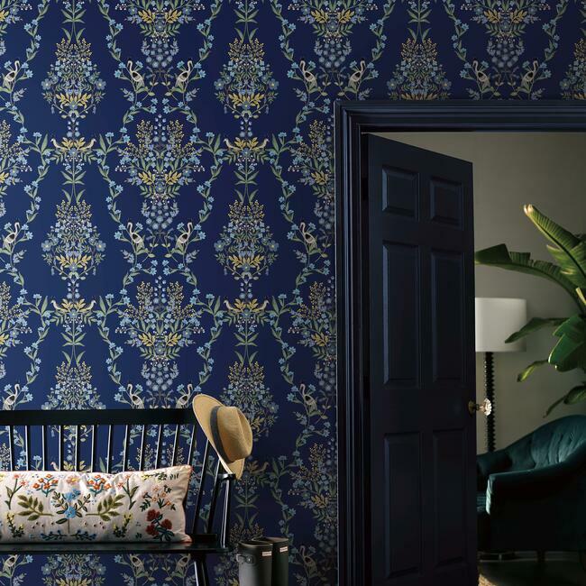 luxembourg-premium-peel-stick-wallpaper-navy-york-wallcoverings-psw1328rl - York Wallcoverings Wallpaper