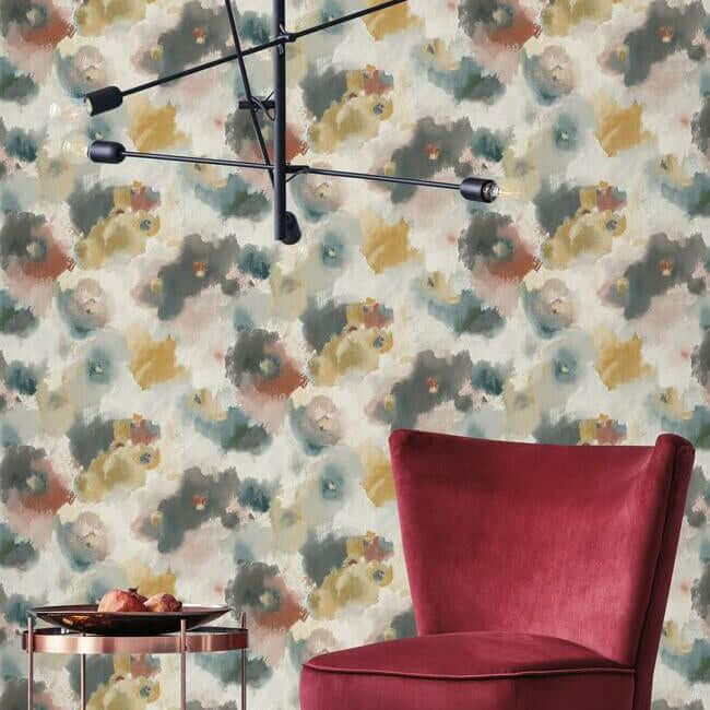 impressionist-floral-copper-blue-wallpaper-york-wallcoverings-uc3822 - York Wallpaper Wallpaper