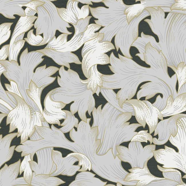 acanthus-toss-wallpaper-blackgrey-york-wallcoverings-nv5510 - York Wallcoverings Wallpaper