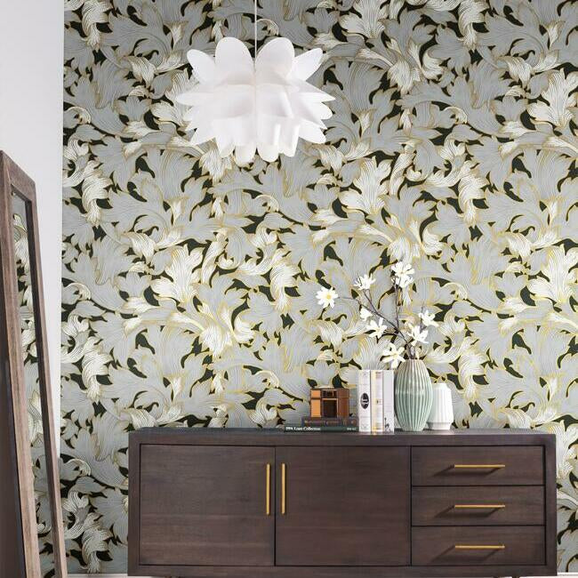 acanthus-toss-wallpaper-blackgrey-york-wallcoverings-nv5510 - York Wallcoverings Wallpaper