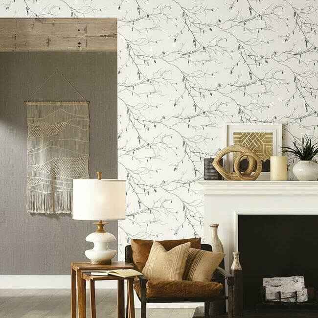 Winter Branches White Wallpaper - York Wallcoverings - NR1524 - York Wallcoverings Wallpaper