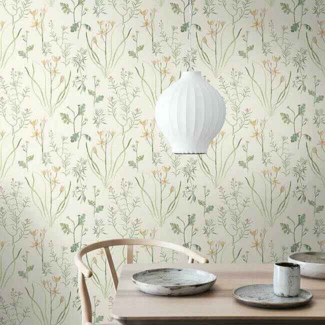 Alpine Botanical White Wallpaper - York Wallcoverings - NR1565