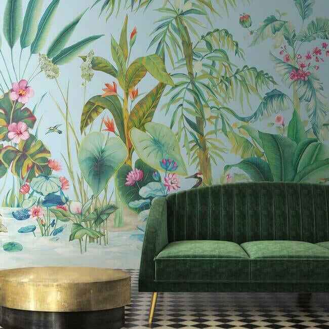 Tropical Panoramic Blue Wall Mural - York Wallcoverings - MU0255M - York Wallcoverings Wall Murals