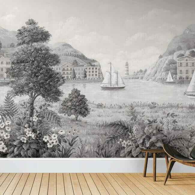 Safe Harbor Grey Wall Mural - York Wallcoverings - MU0319M - York Wallcoverings Wall Murals