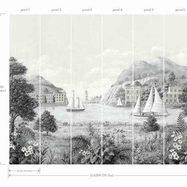 Safe Harbor Grey Wall Mural - York Wallcoverings - MU0319M - York Wallcoverings Wall Murals