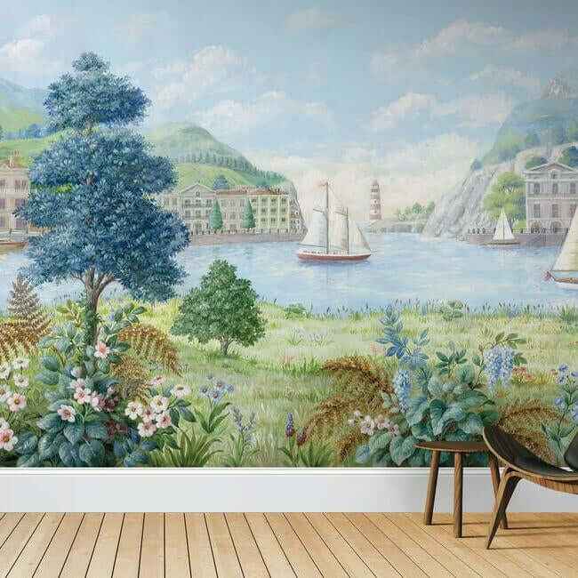 Safe Harbor Light Blue Wall Mural - York Wallcoverings - MU0318M - York Wallcoverings Wall Murals