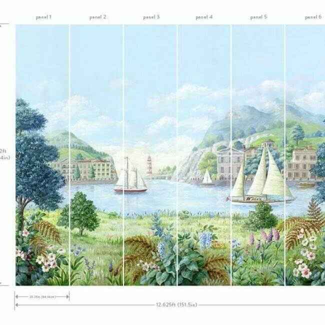 Safe Harbor Light Blue Wall Mural - York Wallcoverings - MU0318M - York Wallcoverings Wall Murals