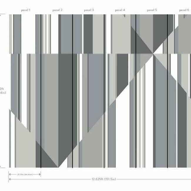 Pinwheel Stripe Wall Mural Grey - York Wallcoverings - MU0242M - York Wallcoverings Wallpaper