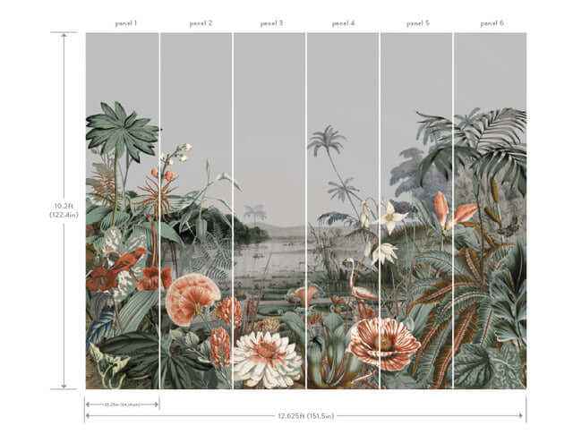 Floating Gardens Grey Wall Mural - York Wallcoverings - MU0263M - York Wallcoverings Wall Murals