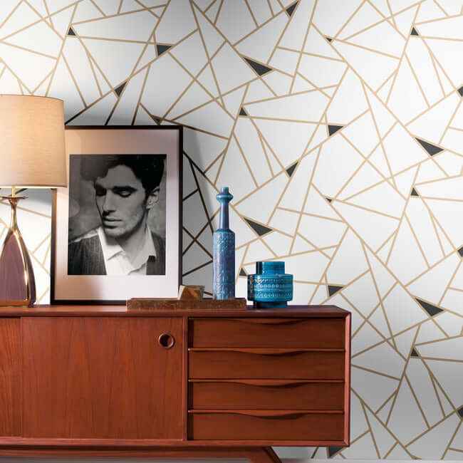 Prismatic Gold & Black Wallpaper - York Wallcoverings - RY2702 - York Wallcoverings Wallpaper
