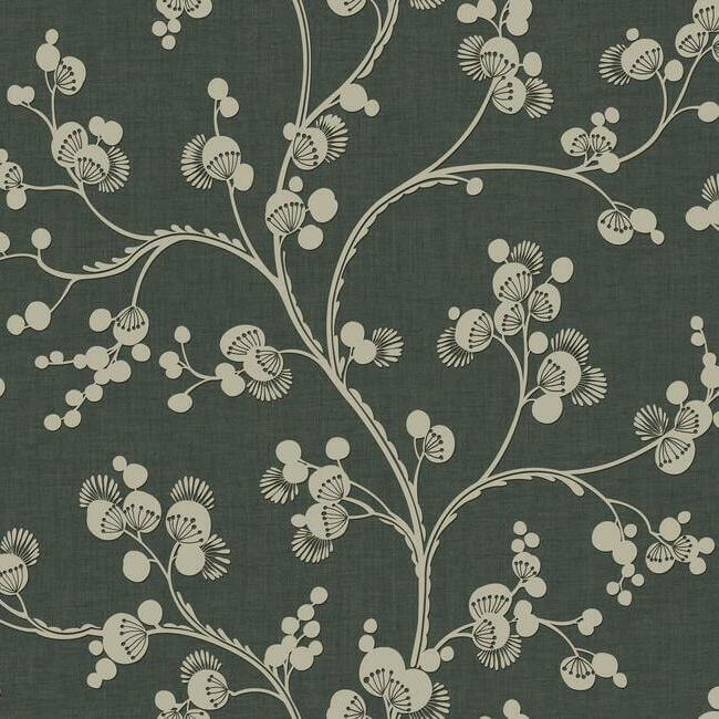 dahlia-trail-black-taupe-wallpaper-york-wallcoverings-ss2502 - York Wallpaper Wallpaper