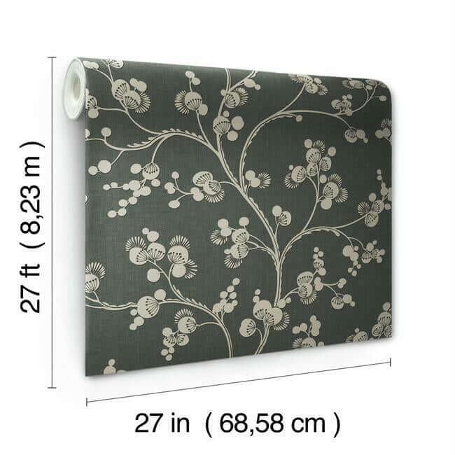 dahlia-trail-black-taupe-wallpaper-york-wallcoverings-ss2502 - York Wallpaper Wallpaper