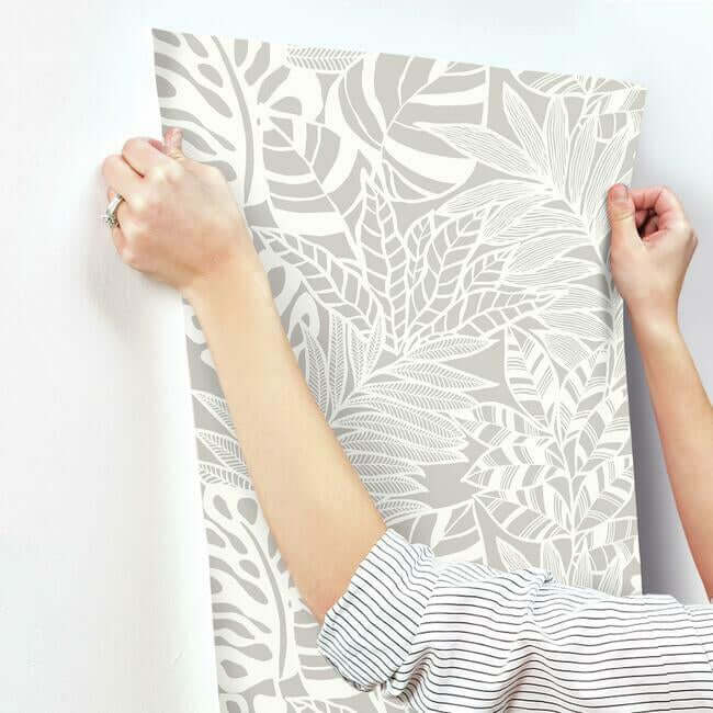 jungle-leaves-wallpaper-stone-york-wallcoverings-ss2574 - York Wallcoverings Wallpaper