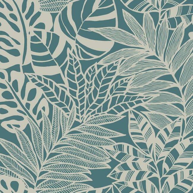 jungle-leaves-wallpaper-teal-york-wallcoverings-ss2572