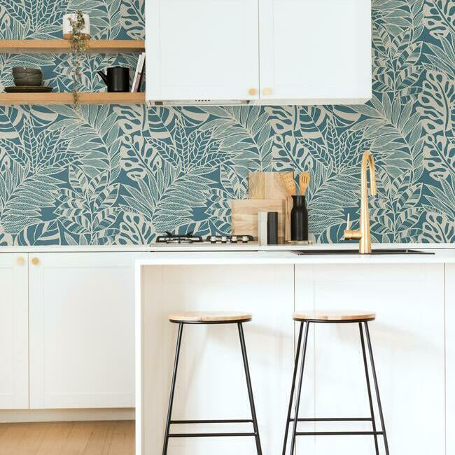 jungle-leaves-wallpaper-teal-york-wallcoverings-ss2572