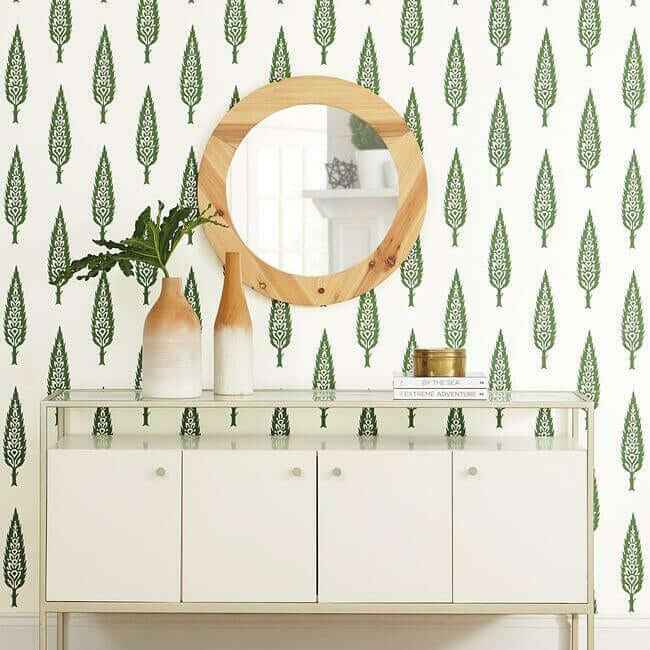 Juniper Tree Wallpaper Green - York Wallcoverings - SS2604 - York Wallcoverings Wallpaper