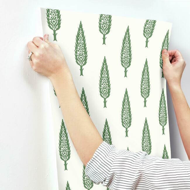 juniper-tree-wallpaper-green-york-wallcoverings-ss2604 - York Wallcoverings Wallpaper