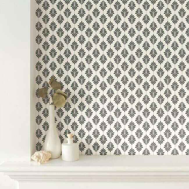 Leaflet Wallpaper Black White - York Wallcoverings - SS2549 - York Wallcoverings Wallpaper