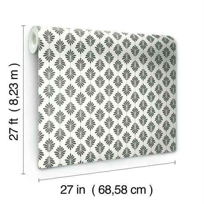 Leaflet Wallpaper Black White - York Wallcoverings - SS2549 - York Wallcoverings Wallpaper