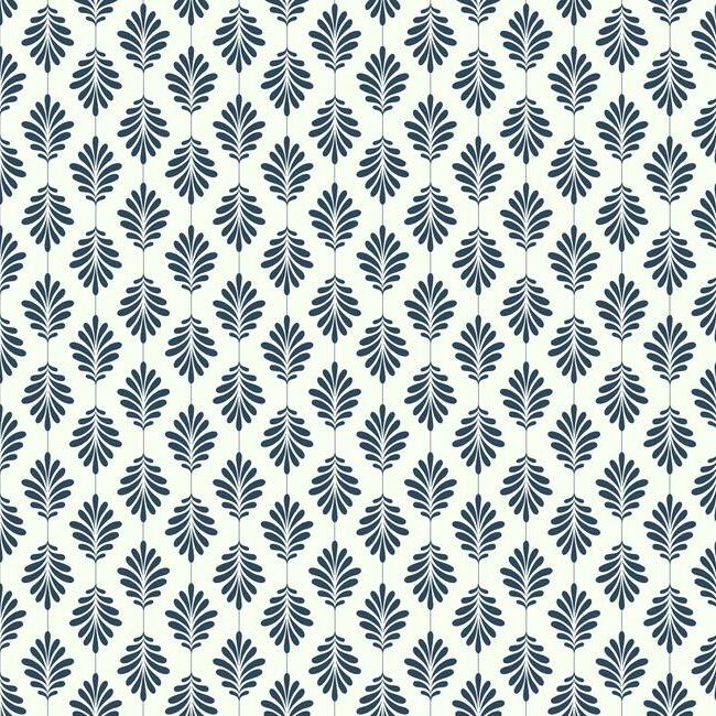 leaflet-wallpaper-navy-york-wallcoverings-ss2554 - York Wallcoverings Wallpaper