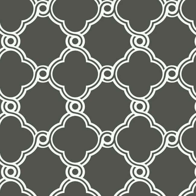 open-trellis-wallpaper-charcoalwhite-york-wallcoverings-ap7490 - York Wallcoverings Wallpaper