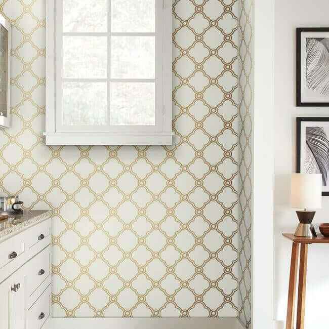 Open Trellis Gold Metallic Wallpaper - York Wallcoverings - SS2510 - York Wallcoverings Wallpaper