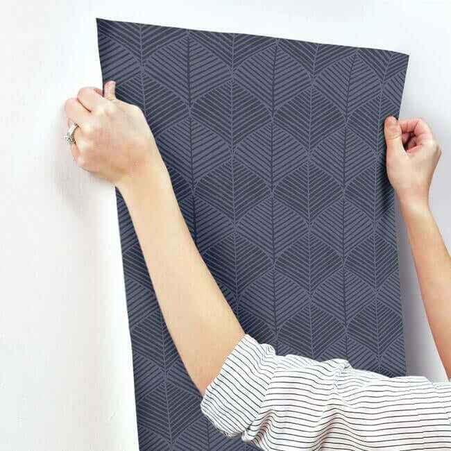 Palm Thatch Navy Wallpaper - York Wallcoverings - SS2564 - York Wallcoverings Wallpaper