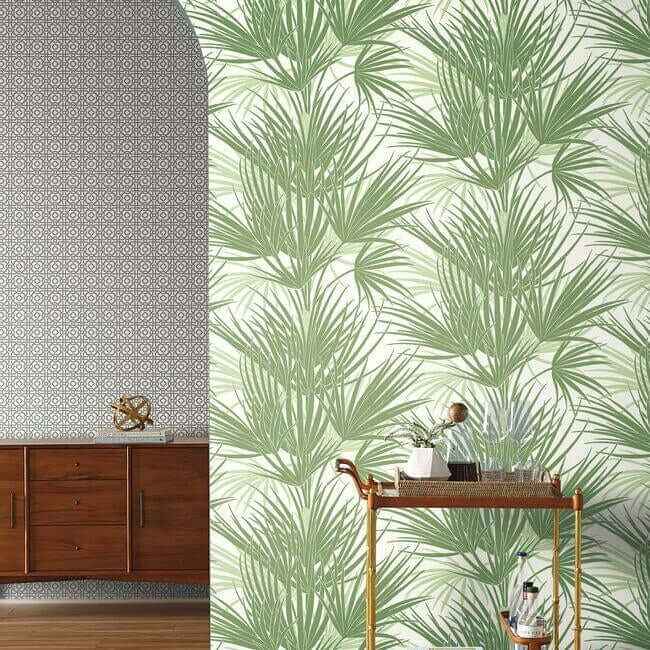 Palmetto Wallpaper Green - York Wallcoverings - SS2540 - York Wallcoverings Wallpaper