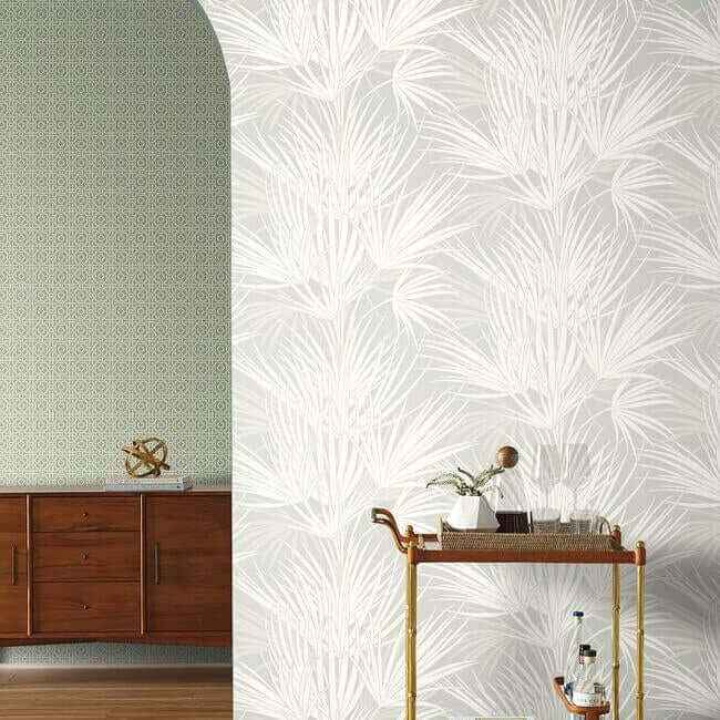 Palmetto Grey Wallpaper - York Wallcoverings - SS2541 - York Wallcoverings Wallpaper