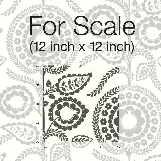 pomegranate-bloom-wallpaper-black-white-york-wallcoverings-ss2583 - York Wallcoverings Wallpaper